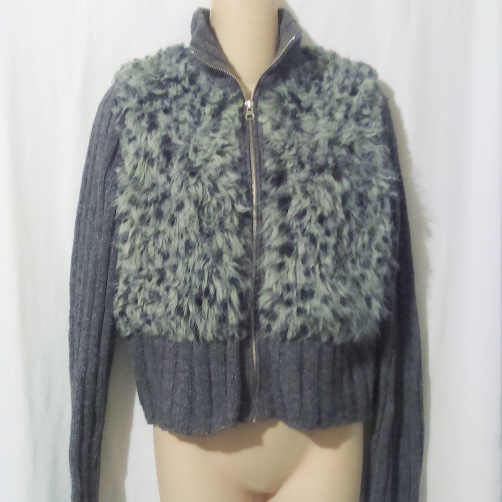 Next Era Faux Fur Front Zip Front Sweater *